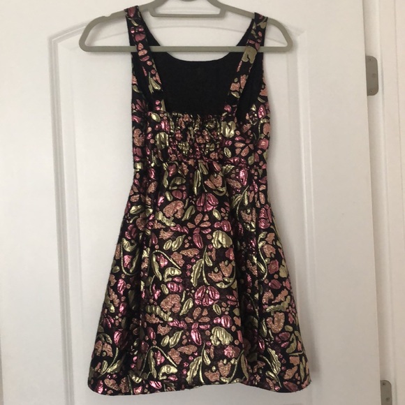 Free People Metallic mini flare black and pink dress - Picture 4 of 6
